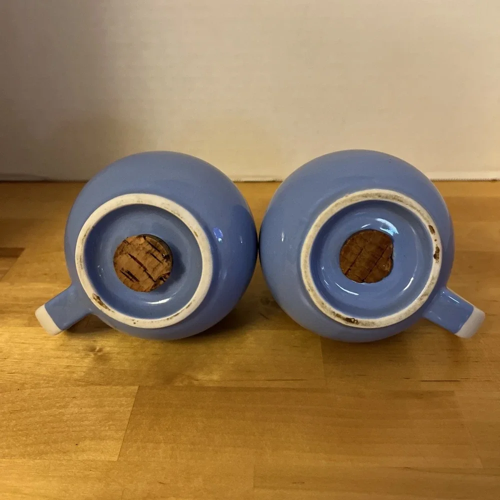 Vintage Hall Pottery Rose Parade Cadet Blue Salt and Pepper Shakers